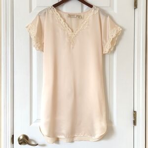 Victoria's Secret 80's Vintage Gold Label Oversized Mini Slip Dress Cream SP